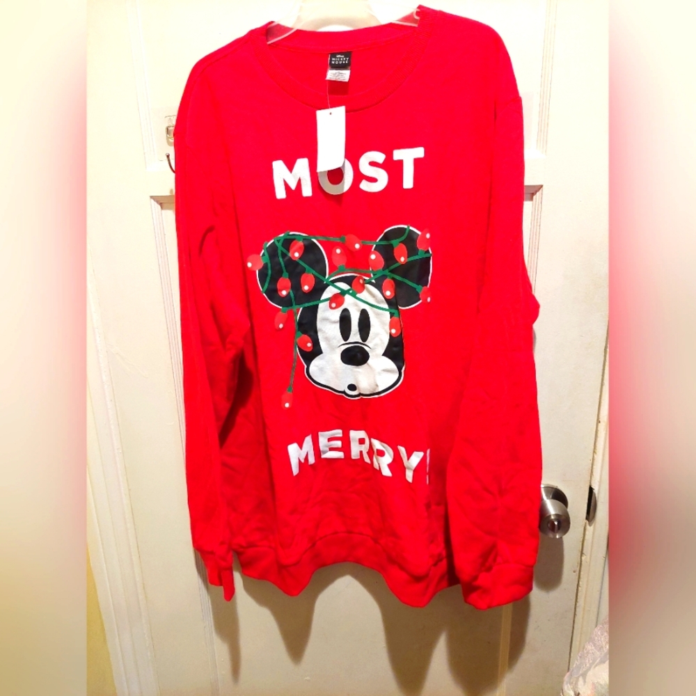 Disney Merry Mickey Mouse Men's Fleece Graphic Pullover